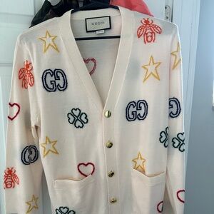 Gucci Symbols Jacquard Rainbow Cardigan